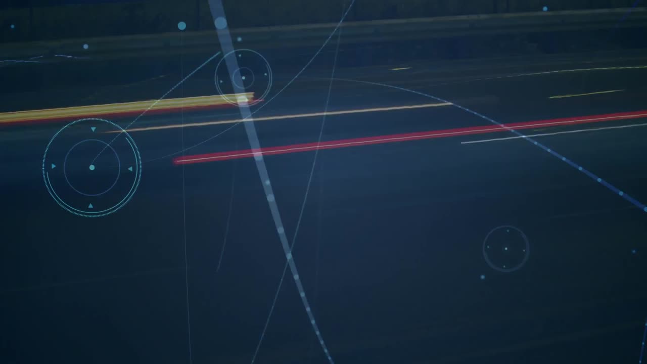 animación de la red de conexiones sobre el paisaje urbano