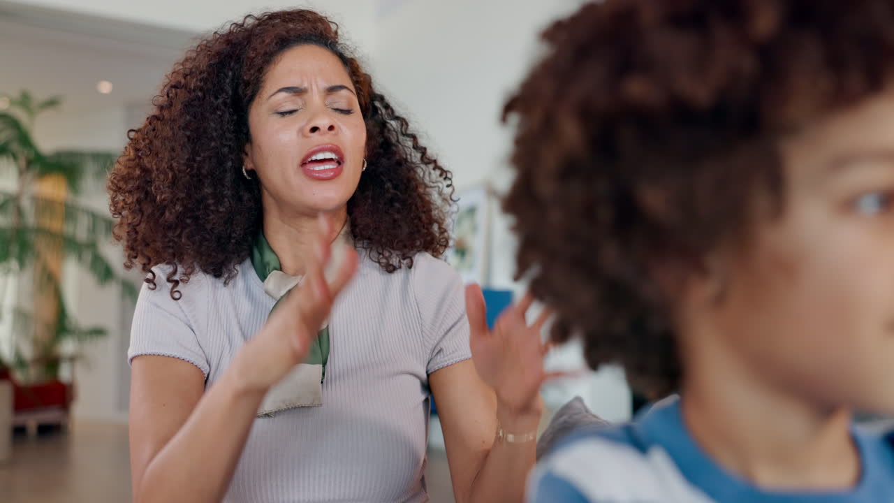 Mother scolding her child