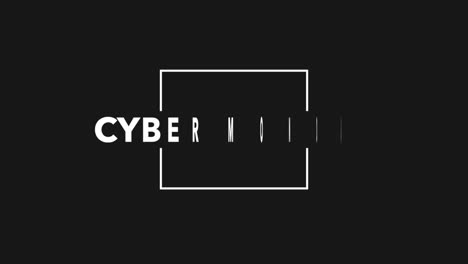 modern cyber monday text in frame on black gradient