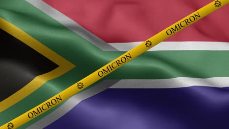 variante de omicron y franja de prohibición en la bandera de sudáfrica - bandera de suráfrica