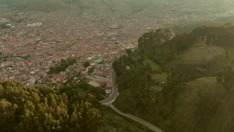 4k daytime before sunset aerial drone view over cusco