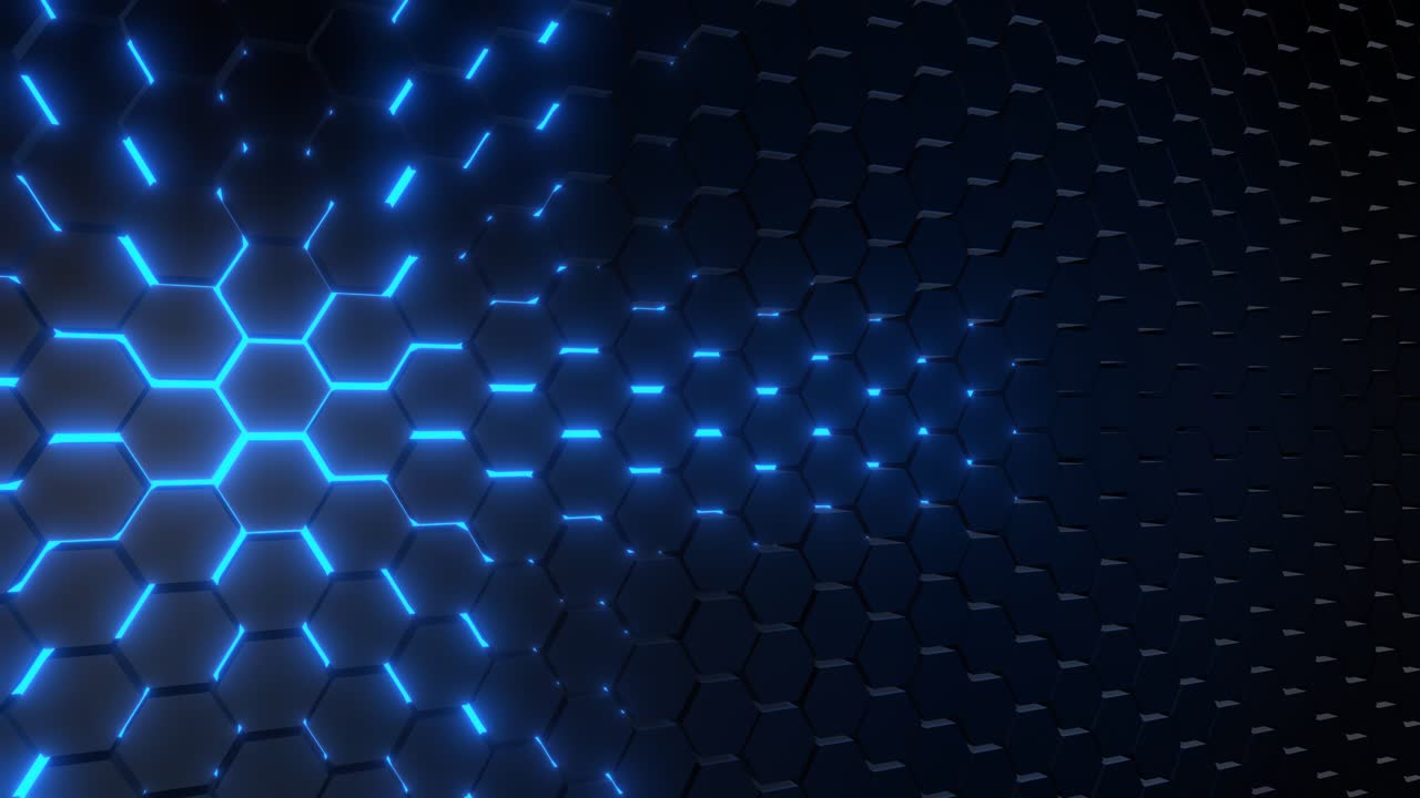 Abstract Futuristic Hexagon Pattern with Blue Light