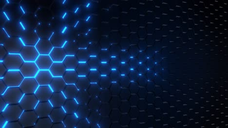 abstract futuristic hexagon pattern with blue light