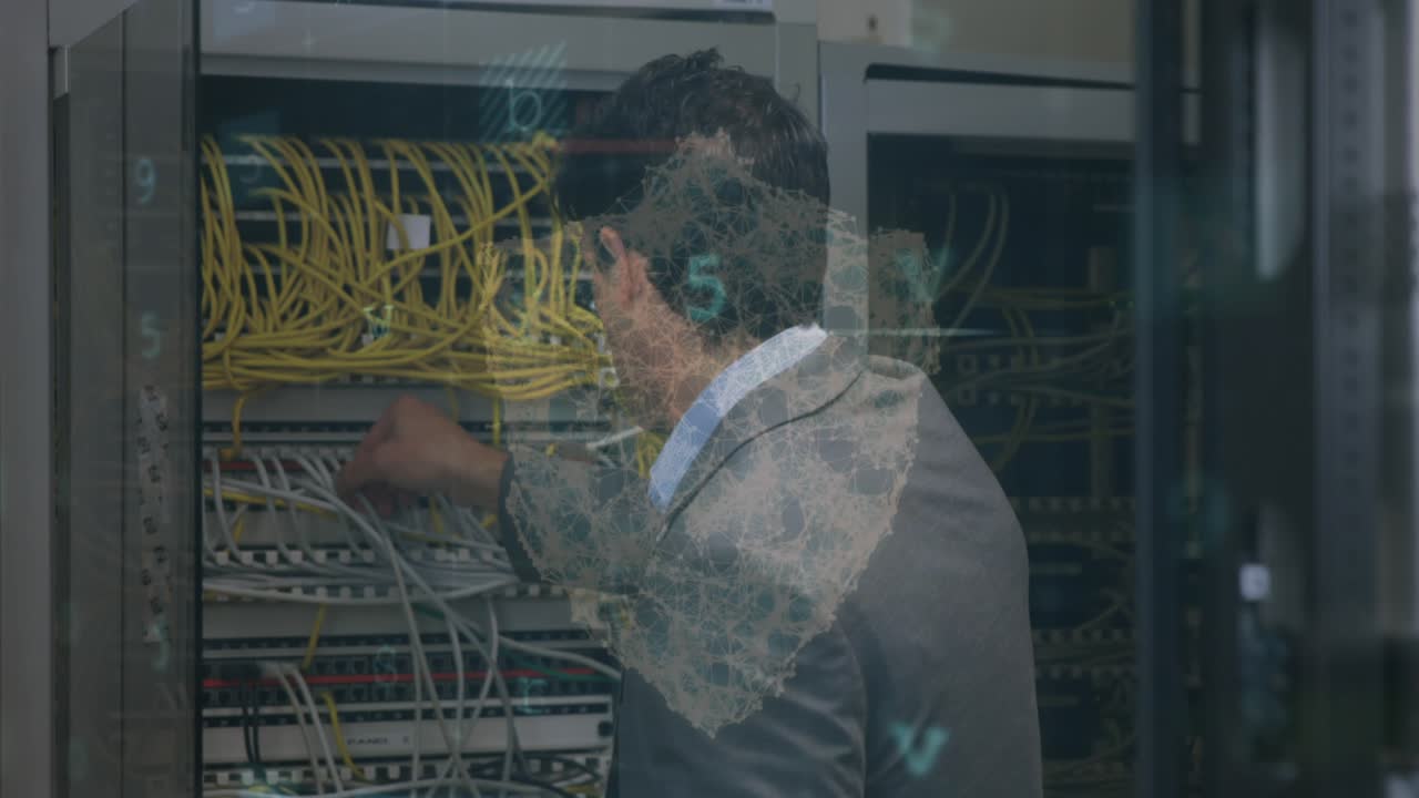 Animation of text with globe and network of connections