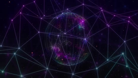animación de la red de conexiones con nodos brillantes sobre fondo negro