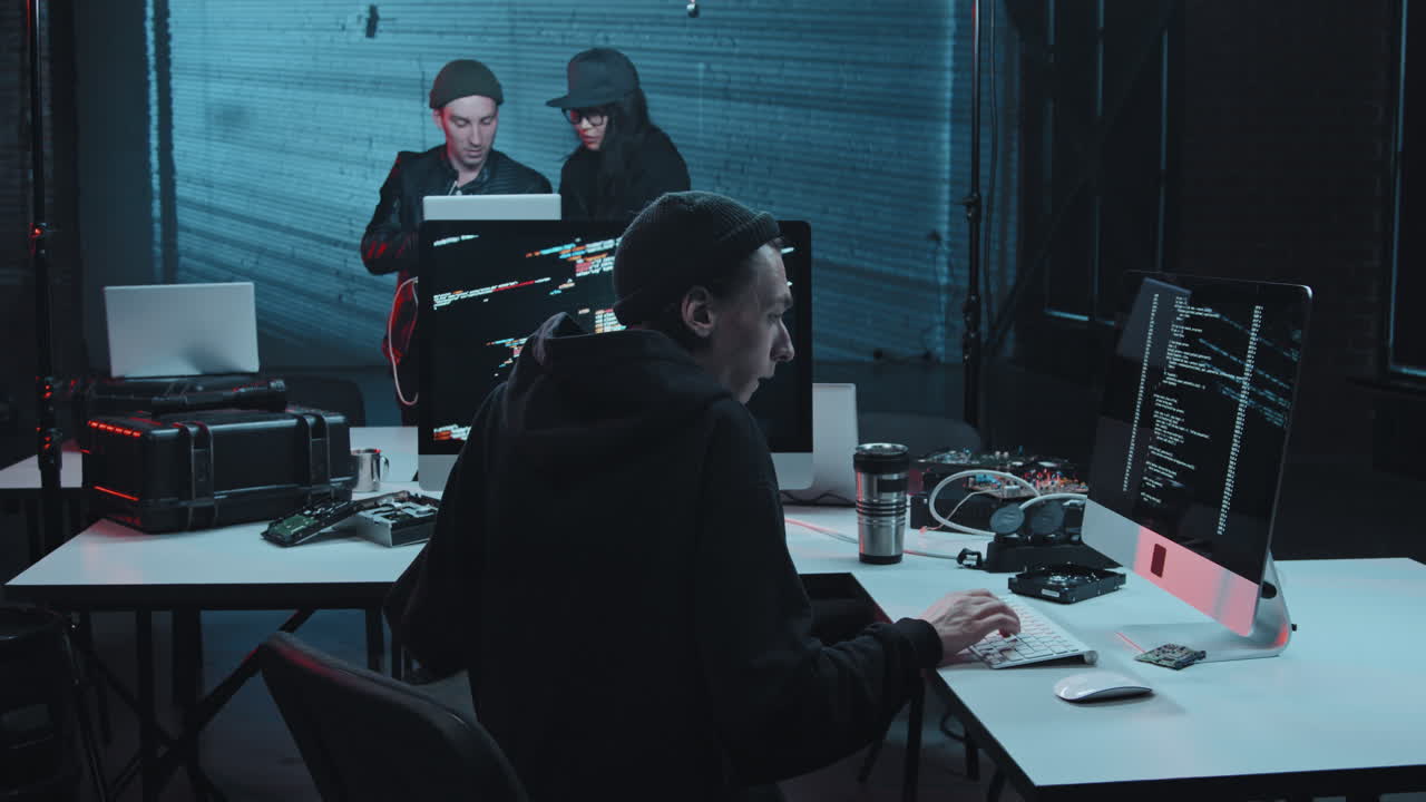 Hackers Working in Dark Secret Workspace