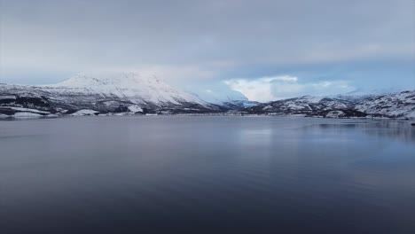 arctic norwegian landscape close to narvik establishing shot