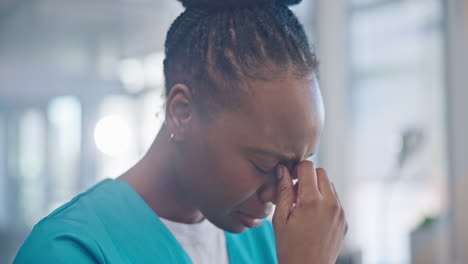Black-woman,-nurse-and-crying