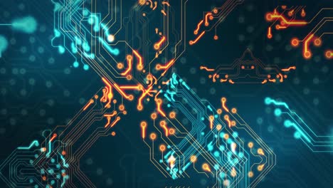animación del circuito tecnológico sobre un fondo negro