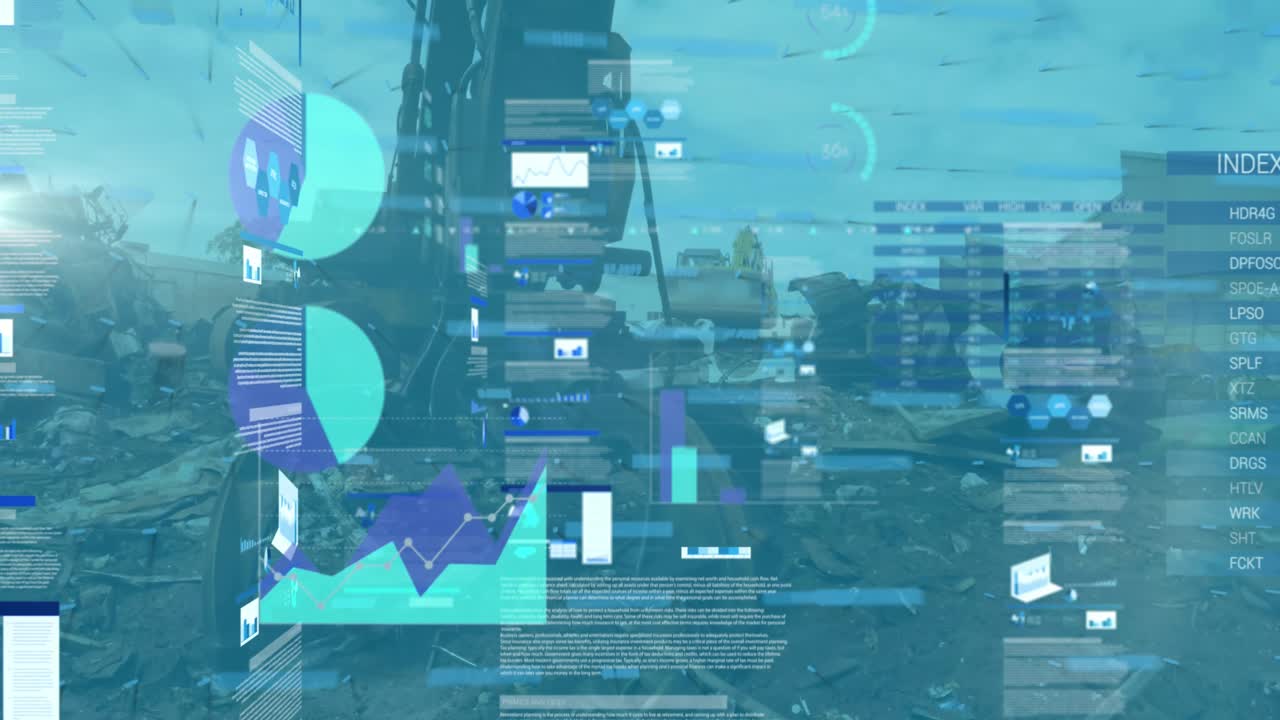 This video features a graph being animated over a junkyard scene
