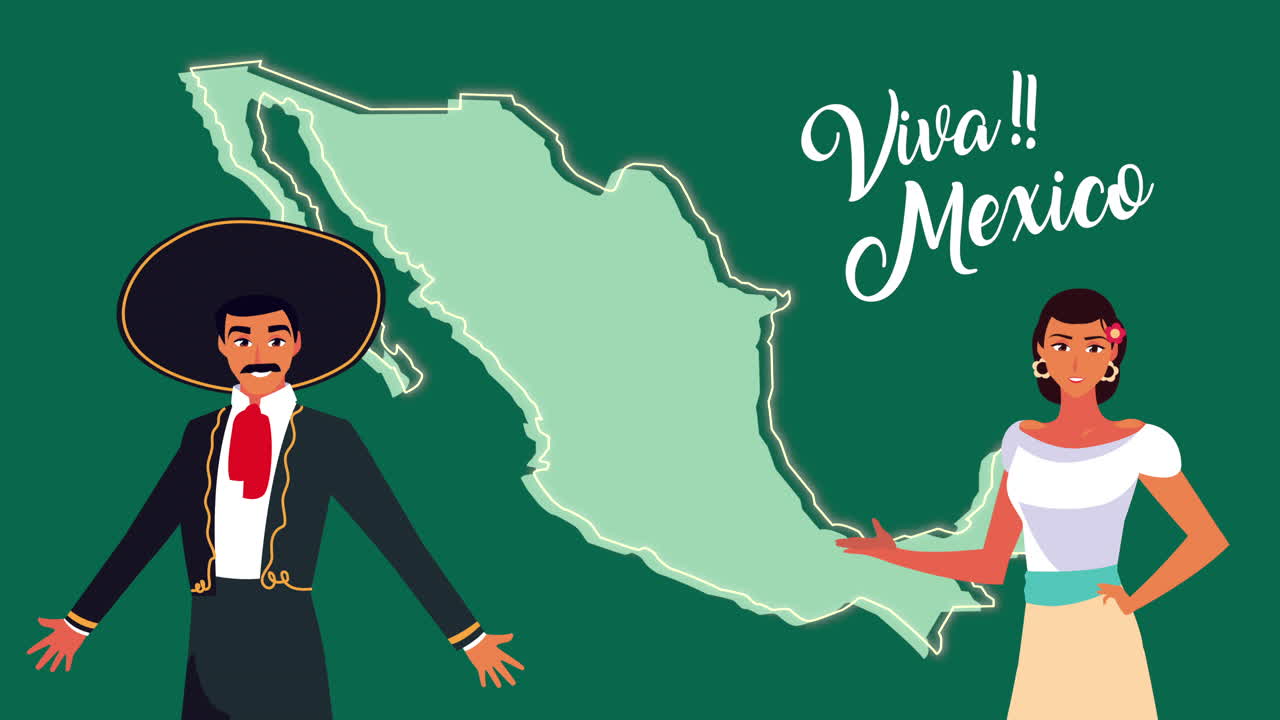¡viva méxico! ilustración con una pareja mexicana