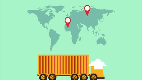 logistic service with truck and world maps