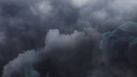 thunderstorm with lightning bolts in the dark blue sky