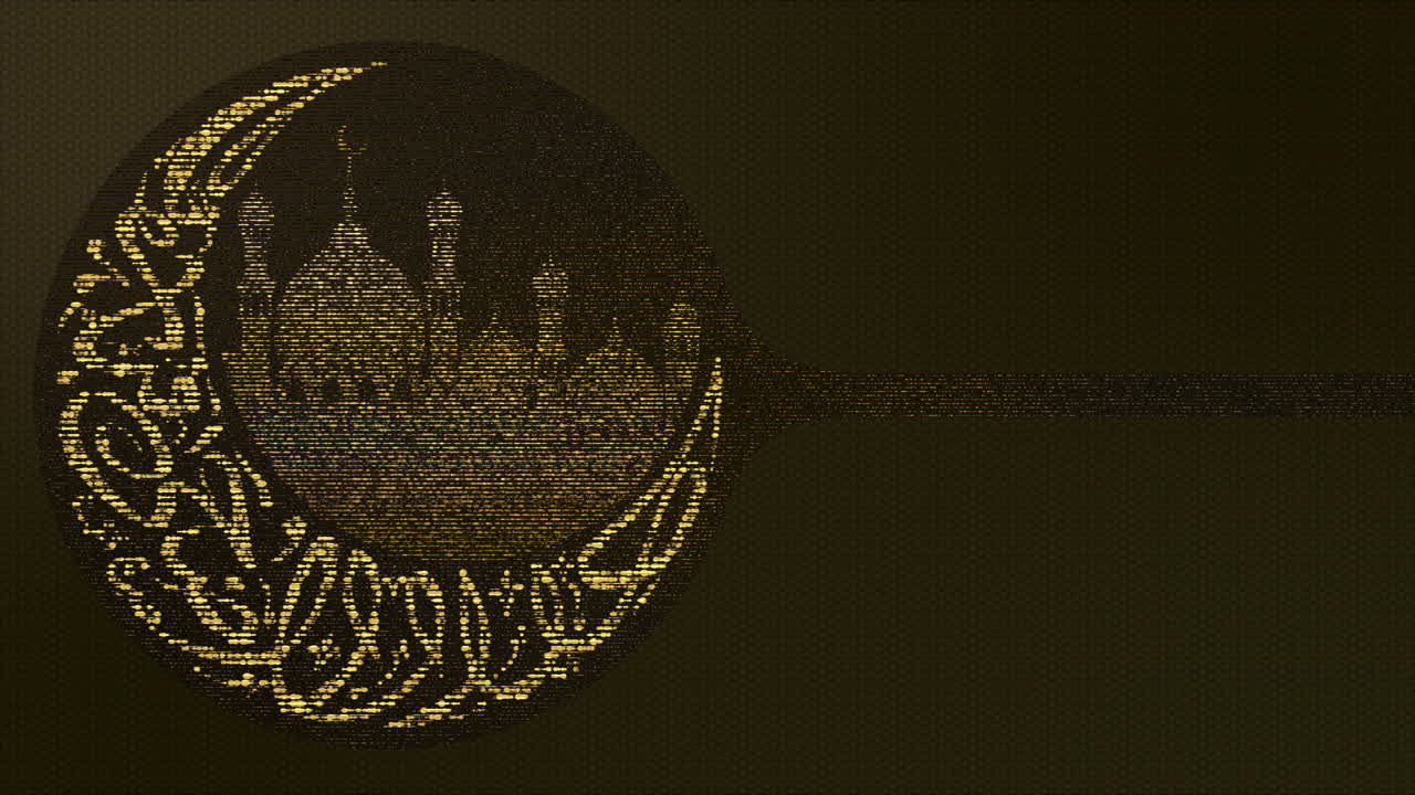 eid al adha mubarak o el festival del sacrificio para la comunidad musulmana decoraciones de fondo de clip de video en bucle con elegante diseño de partículas de texto de caligrafía arabesca