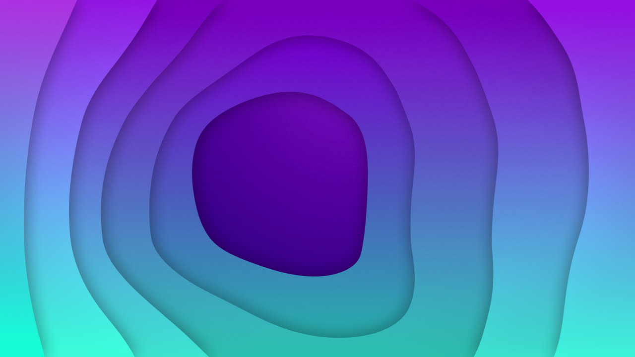 animación de formas orgánicas rotativas azules y púrpuras que se mueven sobre un fondo púrpura