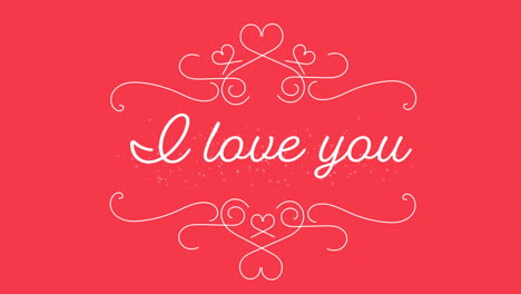 animation of i love you in white letters on a pink background