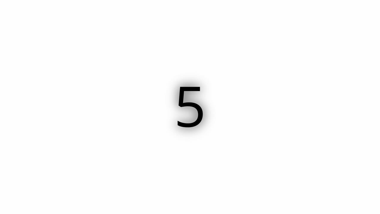 Transition of the number five, 5, in 4k