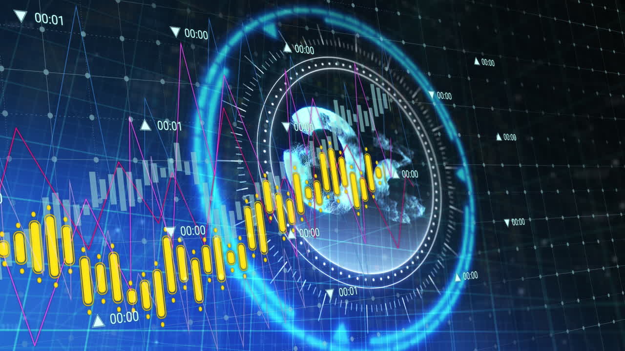 This video is an animation of graphs with numbers moving on a transparent background