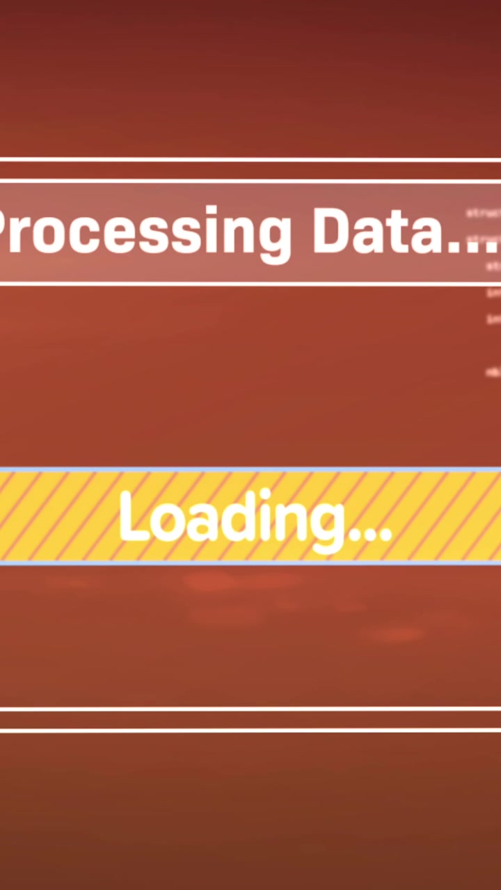 Animation of data processing with loading bar on red background