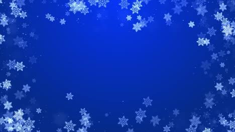 confeti azul copos de nieve y luces bokeh marco borde rojo feliz navidad bucle fondo 4k