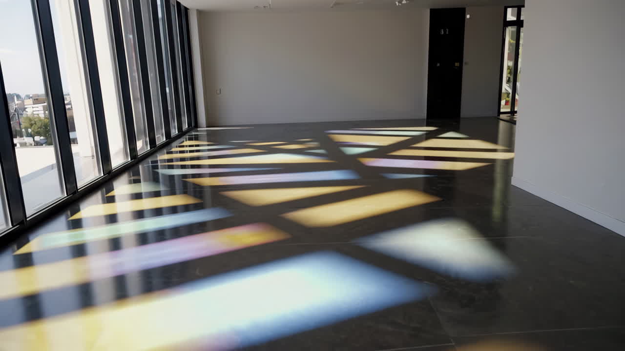 Empty Modern Corridor with Sunlight Reflections