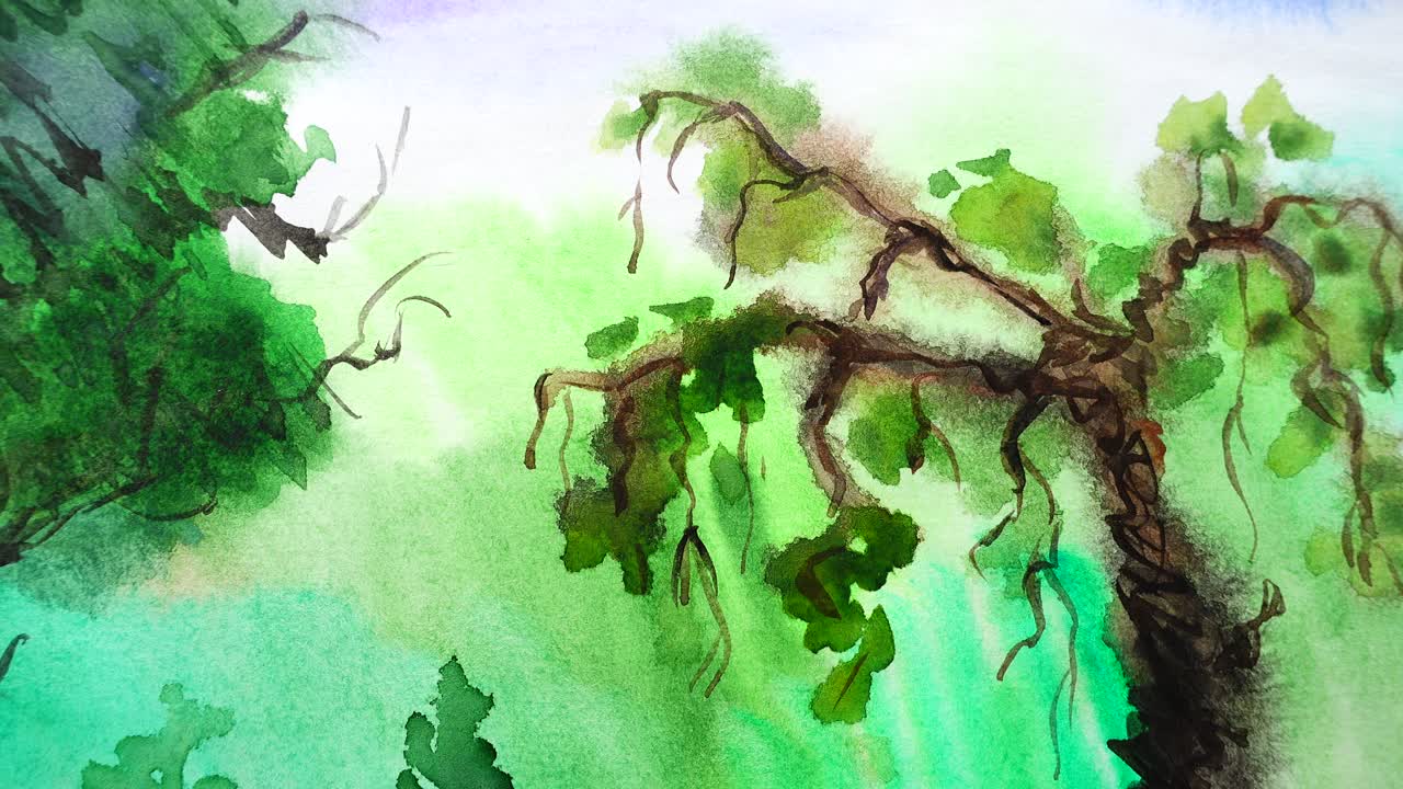 El dibujo de árboles en un jardín