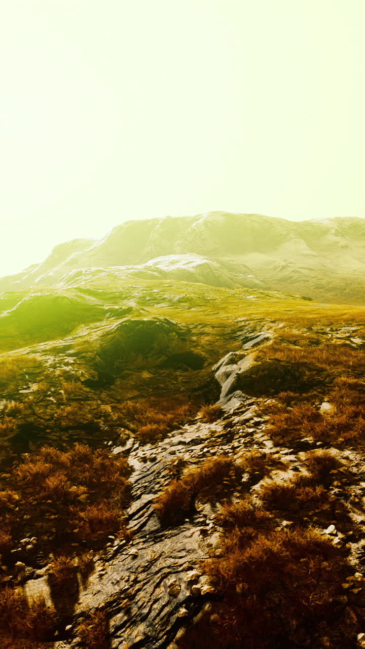 una vista de la montaña brumosa