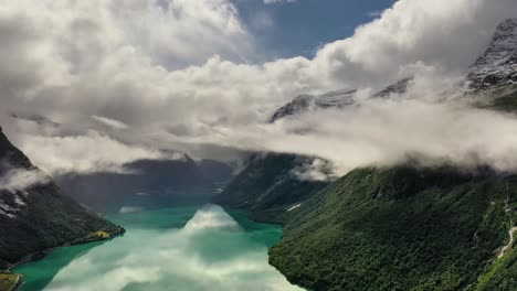 beautiful nature norway natural landscape lovatnet lake.