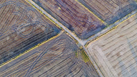 drone shot of some farming fields