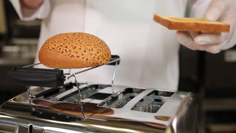 chef preparing a grilled cheese sandwich