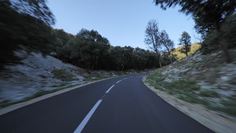 road with white lanes in gorges de l'herault near montpellier