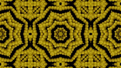 an abstract animated mosaic pattern with yellow balls on a black background. a simple seamless loop motion graphic serves as a background.