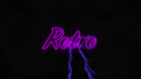 Animation-of-retro-text-over-lightnings-on-black-background