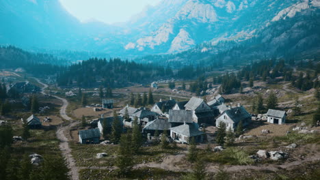 view on old italian village in the apennines mountains