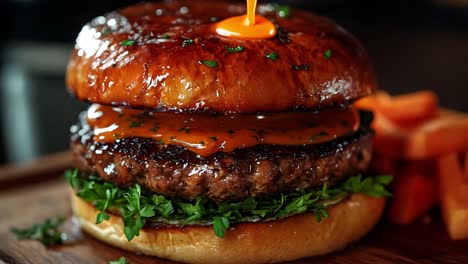 burger with fries