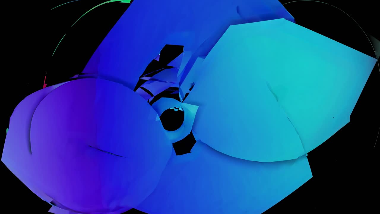 Abstract video art with vibrant blue and purple geometric shapes