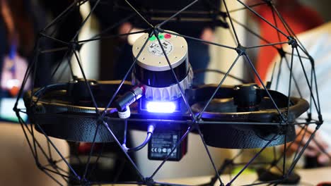 industrial drone in cage protection with modular payload lidar sensor