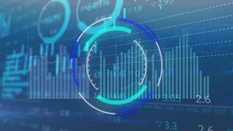 animación del escaneo del alcance y el procesamiento de datos financieros