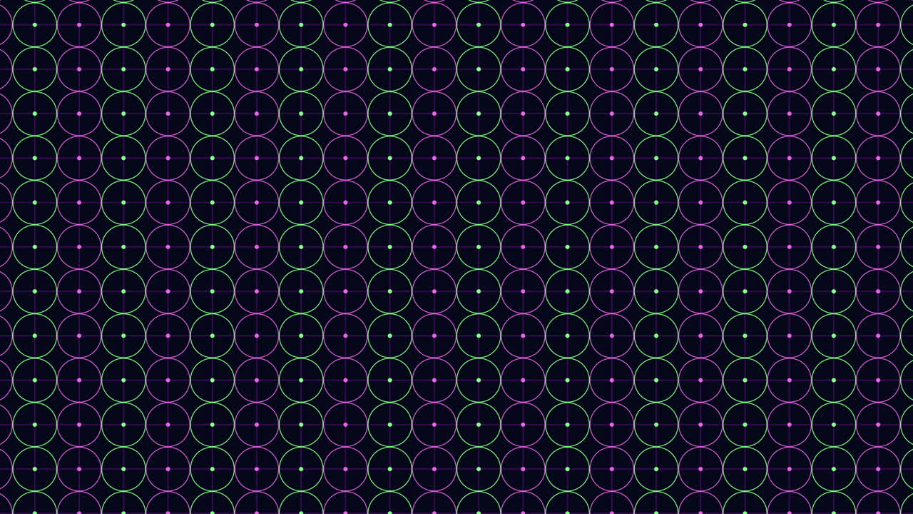 Neon red and green circles pattern with dots