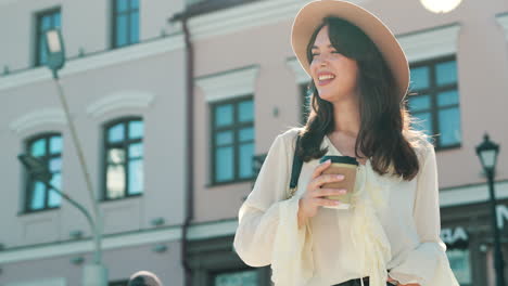 woman enjoying coffee outdoors