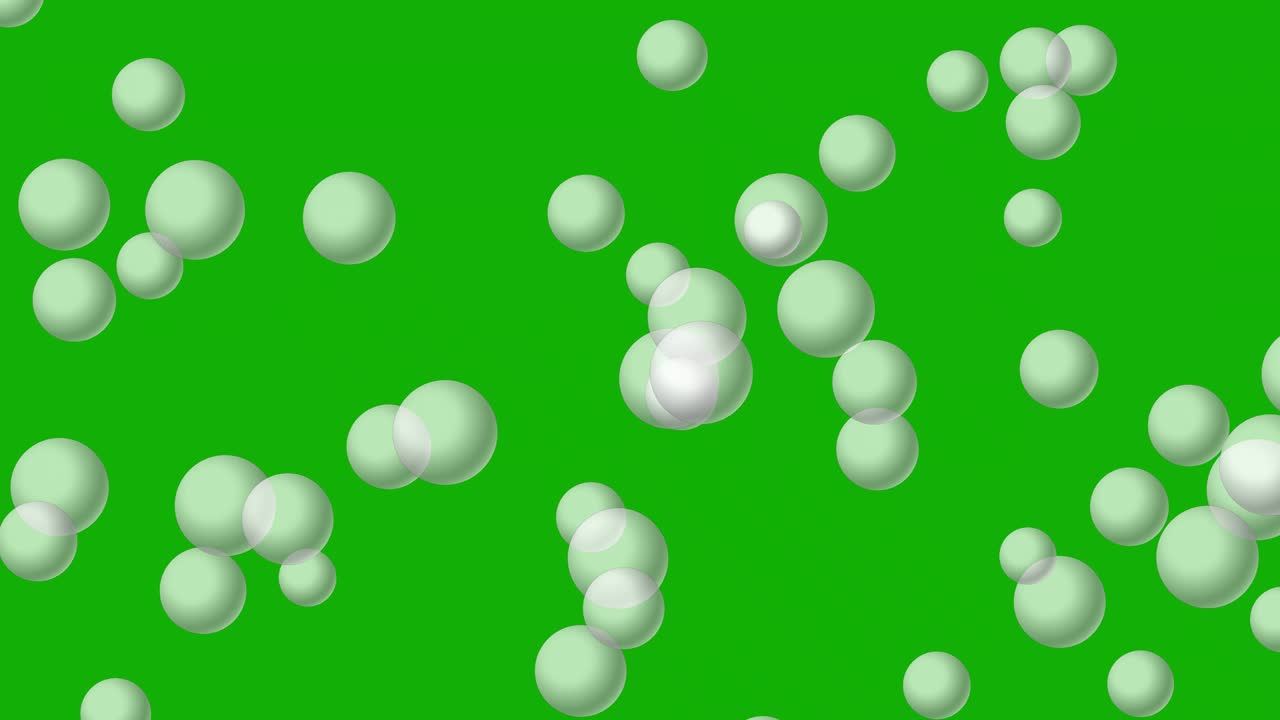 녹색 스크린 배경으로 움직이는 색 구 모션 그래픽