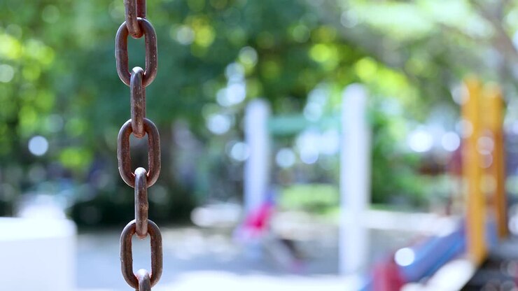 Chains and swings in a vibrant playground