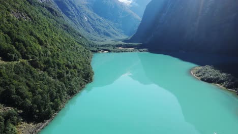 Idyllic-Lovatnet-lake-in-Norway