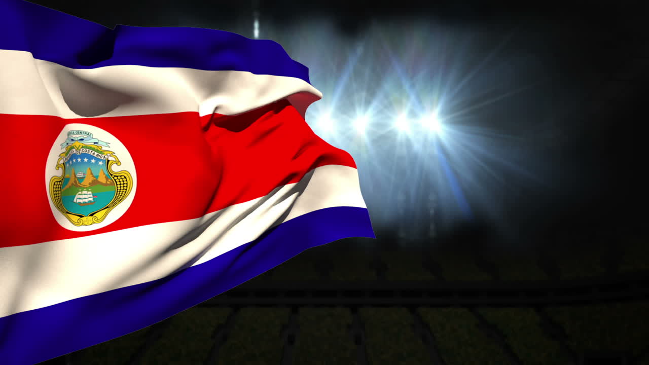 커다란 코스타리카 국기가 흔들리고 있다.
