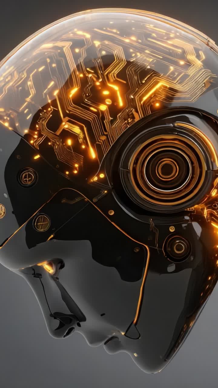 Futuristic Robotic Head Design Showcasing Intricate Circuitry and Glowing Elements, Highlighting the Fusion of Technology with Human-like Features