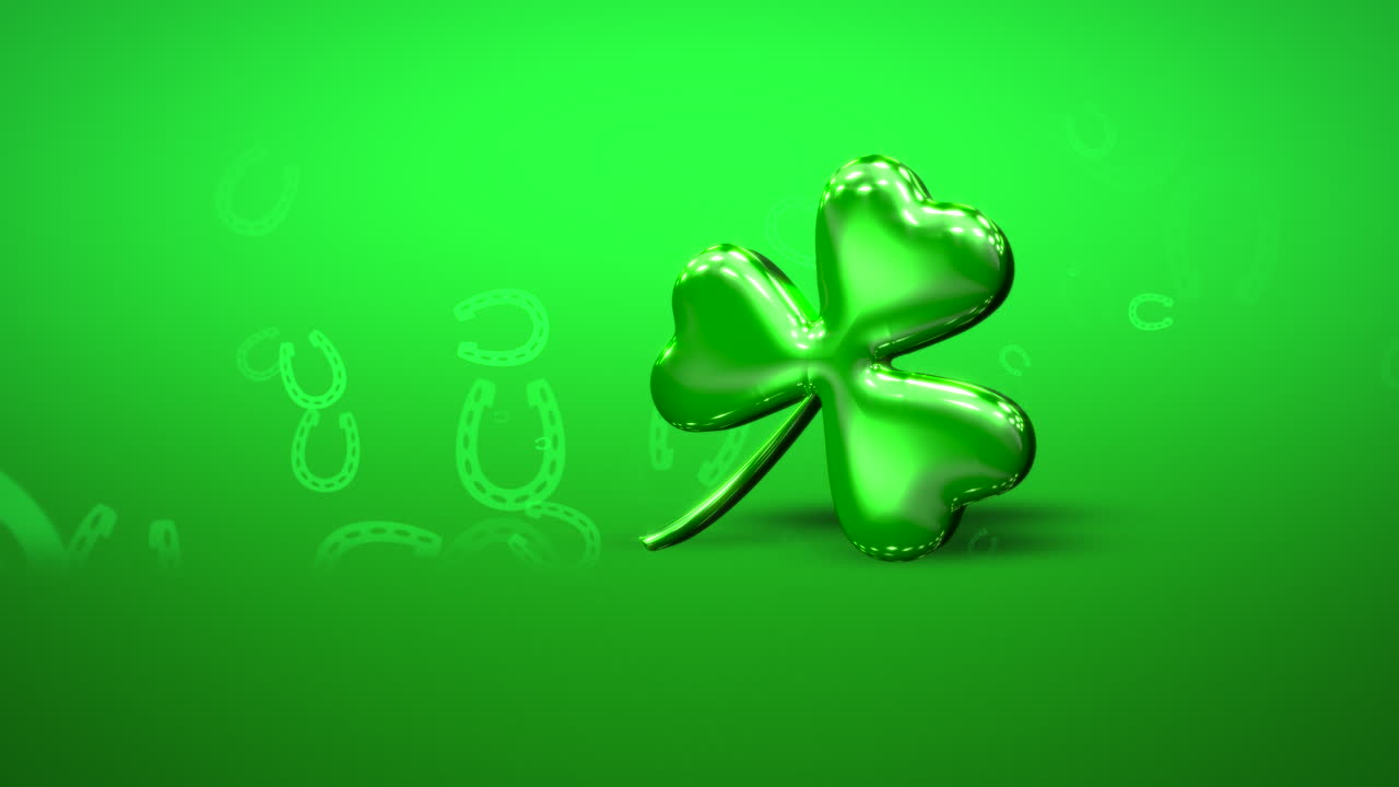 animación primer plano movimiento gran trébol verde en el día de san patricio fondo brillante 1
