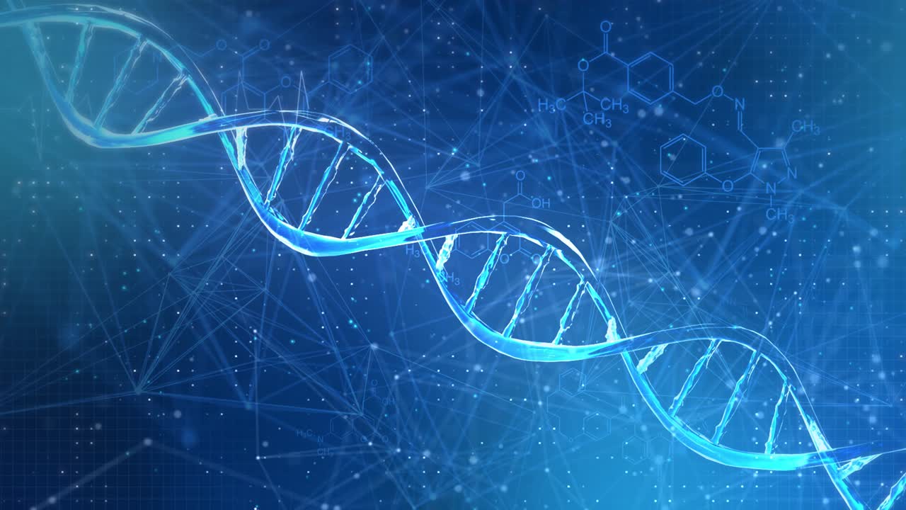 ciencia de la molécula de adn digital, secuencia, estructura de código con fondo de bucle de brillo.