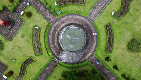 aerial shot of water fountain from above