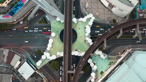 skywalk aerial view in mbk, bangkok, thailand