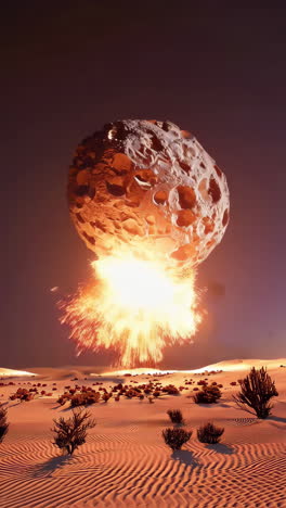 asteroid impact over a desert landscape